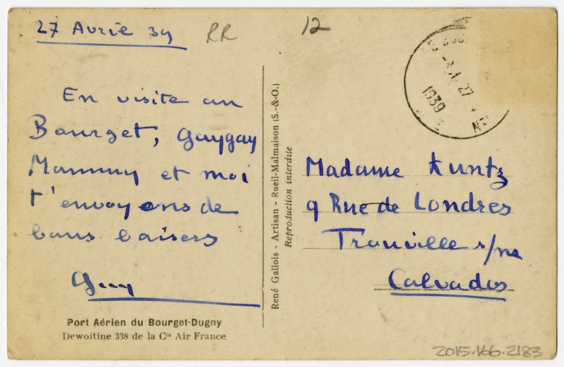 Image: postcard: Bourget - Dugny Airport, Air France, Dewoitine D.338