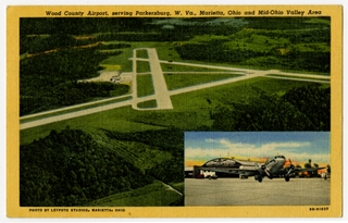Image: postcard: Wood County Airport (Ohio), Douglas DC-3