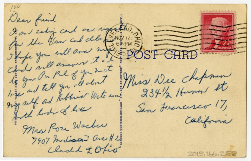 Image: postcard: Wood County Airport (Ohio), Douglas DC-3