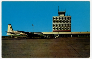 Image: postcard: Ozark Air Lines, Fairchild F-27, Peoria Airport