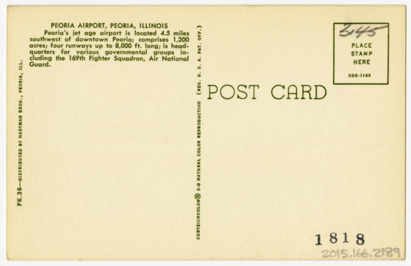 Image: postcard: Ozark Air Lines, Fairchild F-27, Peoria Airport