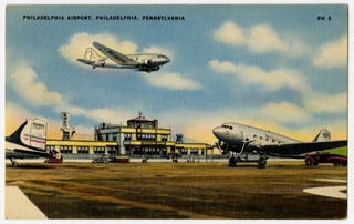 Image: postcard: Philadelphia Airport, Douglas DC-3