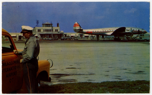 Postcard: Philadelphia International Airport, TWA Lockheed Constellation