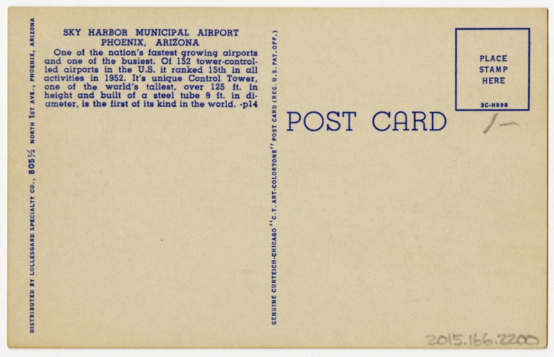 Image: postcard: Sky Harbor Municipal Airport, American Airlines, TWA, Douglas DC-6, Lockheed Constellation, Douglas DC-3
