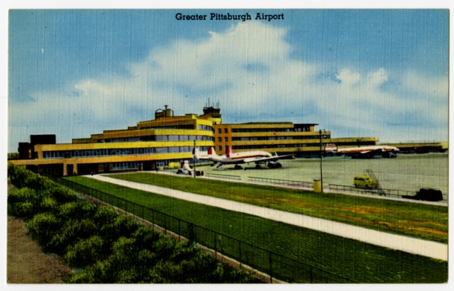 Postcard: Lockheed Constellation, Pittsburgh Airport