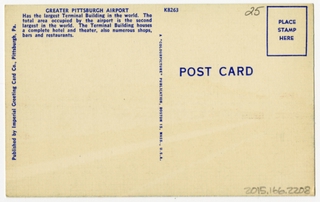 Image: postcard: Lockheed Constellation, Pittsburgh Airport