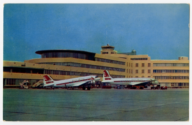 Postcard: Greater Pittsburgh Airport, Capital Airlines DC-6 and DC-3