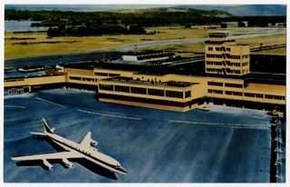 Image: postcard: Portland International Air Terminal (Oregon), Douglas DC-8