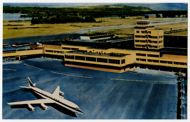Postcard: Portland International Air Terminal (Oregon), Douglas DC-8