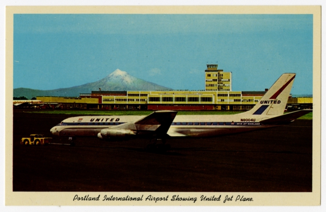 Postcard: Portland International Airport (Oregon), United Air Lines DC-8