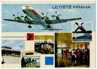 Image: postcard: CSA Czech Airlines, Ilyushin Il-18V, Prague Airport