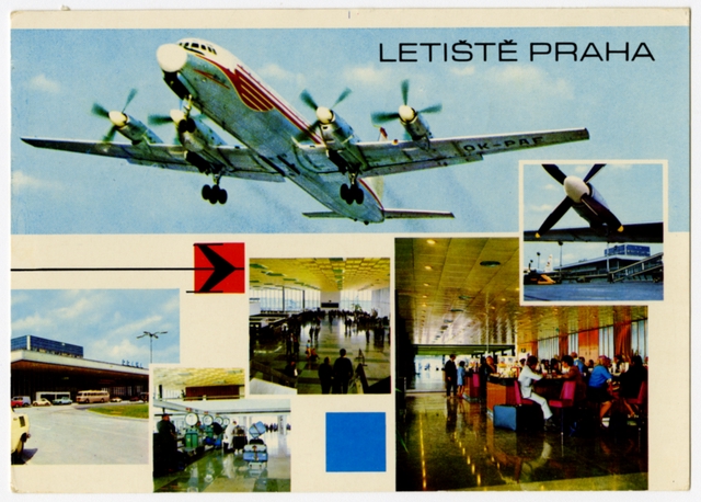 Postcard: Československé Aerolinie, Ilyushin Il-18V, Prague Airport