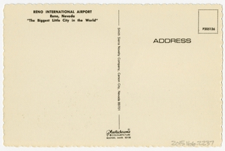 Image: postcard: Reno Airport, Douglas DC-9, Hughes Airwest