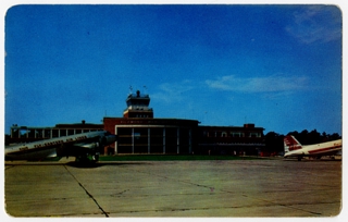 Image: postcard: Richmond Municipal Airport, Douglas DC-3, Eastern Air Lines