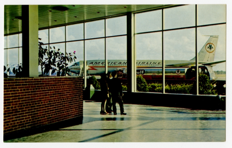 Image: postcard: American Airlines, Boeing 707, Monroe County Airport