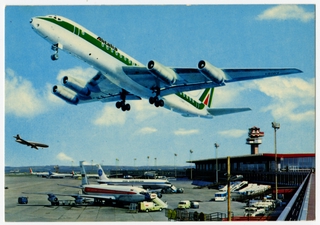 Image: postcard: Alitalia, Boeing 747, Rome Fiumicino Airport  