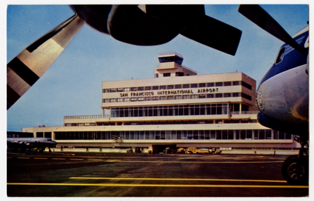 Postcard: San Francisco International Airport (SFO), Douglas DC-6, United Air Lines