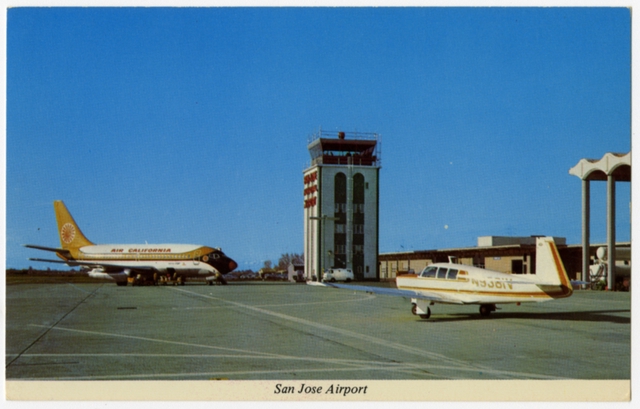 Postcard: San Jose Municipal Airport, Boeing 737, Air California