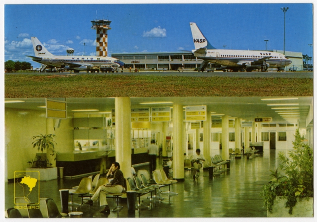 Postcard: VARIG, VASP, Boeing 737-100, Santa Genoveva Airport (Brazil)
