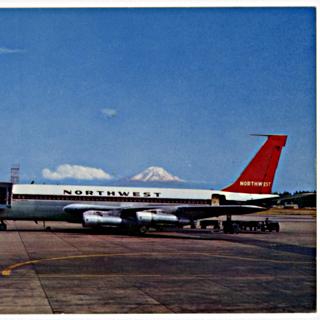 Image #1: postcard: Seattle - Tacoma International Airport, Northwest Airlines, Boeing 720B
