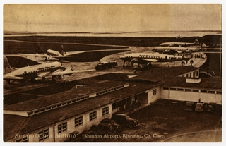 Image: postcard: Shannon Airport, Lockheed Constellation, TWA, American Airlines