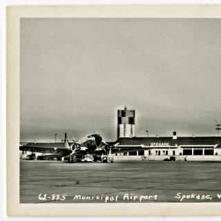 Image #1: postcard: Spokane Municipal Airport, United Air Lines