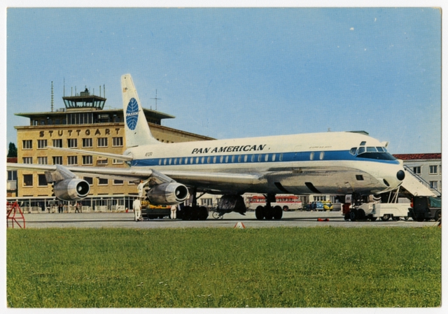 Postcard: Pan American World Airways, Douglas DC-8, Stuttgart Airport