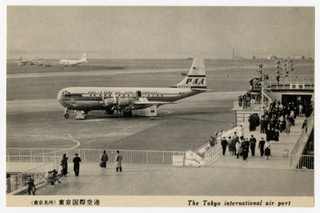 Image: postcard: Pan American World Airways, Boeing 377, Tokyo Haneda Airport