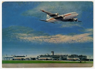 Image: postcard: JAL, Douglas DC-6, Tokyo Haneda Airport