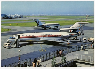 Image: postcard: Tokyo Haneda Airport, JAL (Japan Air Lines), Boeing 727