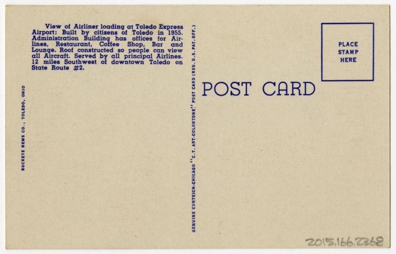 Image: postcard: Toledo Express Airport, United Air Lines, Convair