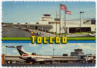 Image: postcard: Toledo Express Airport, Delta Air Lines, Boeing 727