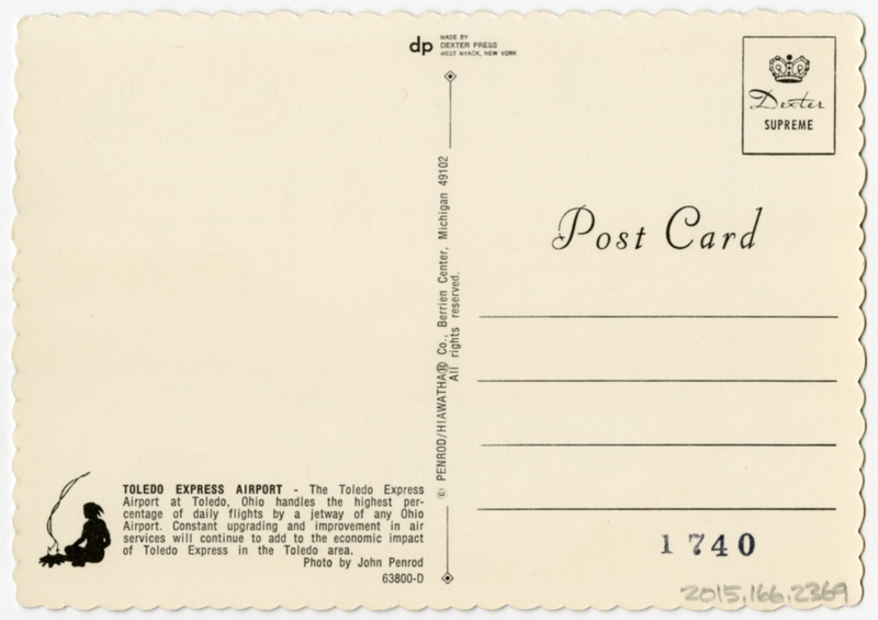 Image: postcard: Toledo Express Airport, Delta Air Lines, Boeing 727