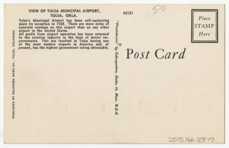 Image: postcard: Tulsa Municipal Airport