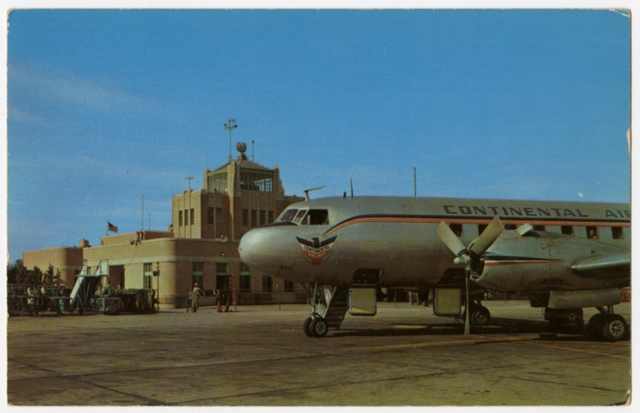 Postcard: Tulsa Municipal Airport, Continental Airlines, Convair 240