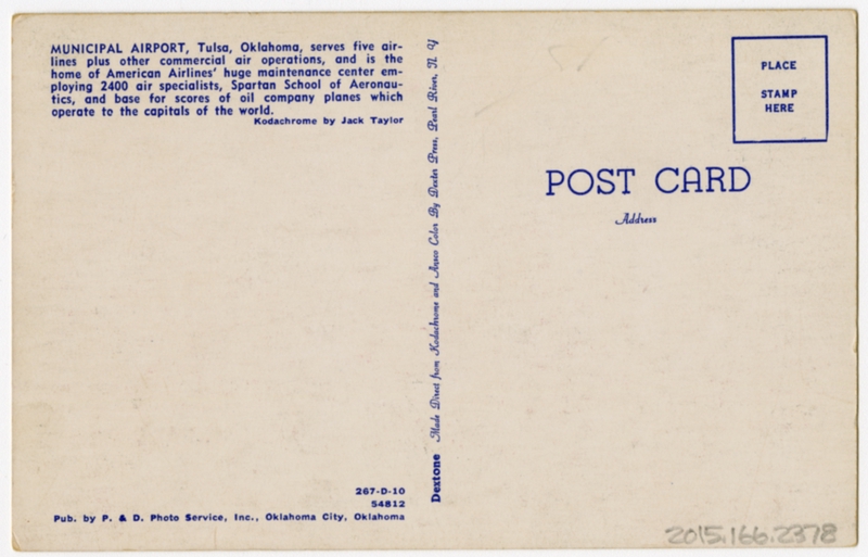 Image: postcard: Tulsa Municipal Airport, Continental Airlines, Convair 240