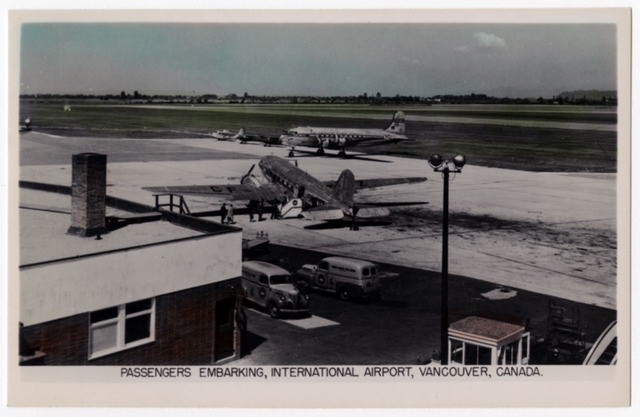 Postcard: Vancouver International Airport, Douglas DC-6, Douglas DC-3