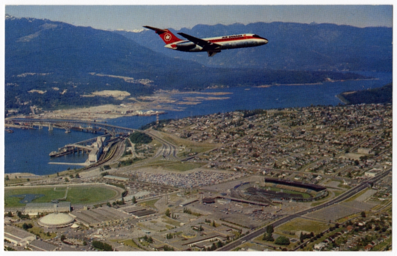 Image: postcard: Vancouver International Airport, Douglas DC-9, Air Canada