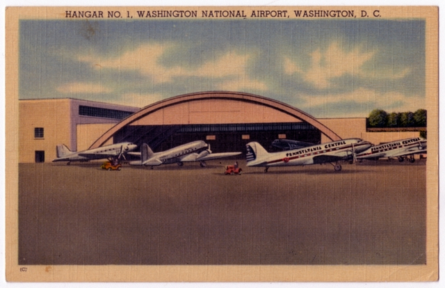 Postcard: Washington National Airport, Douglas DC-3, Pennsylvania Central