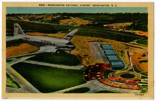 Image: postcard: Washington National Airport, American Air Lines, Douglas DC-3