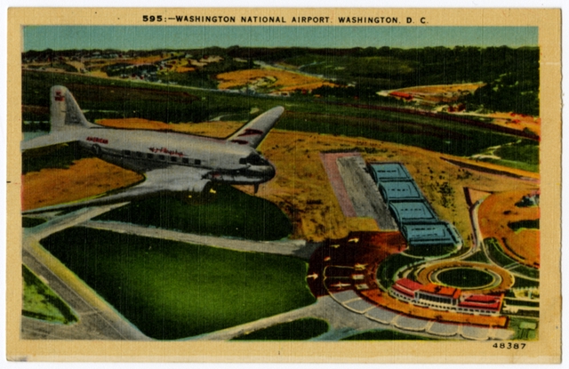 Postcard: Washington National Airport, American Air Lines, Douglas DC-3