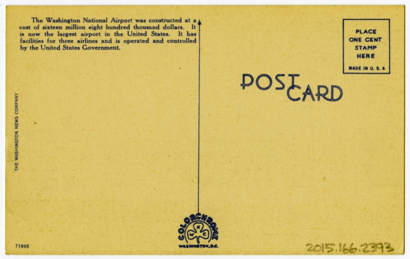 Image: postcard: Washington National Airport, Douglas DC-3