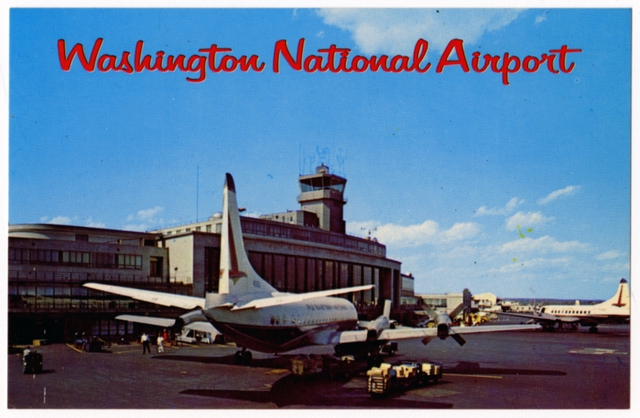Postcard: Washington National Airport, Eastern Air Lines, Lockheed L-188 Electra
