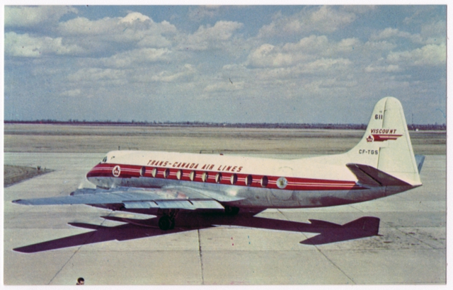 Postcard: Trans-Canada Air Lines, Vickers Viscount, Windsor Airport