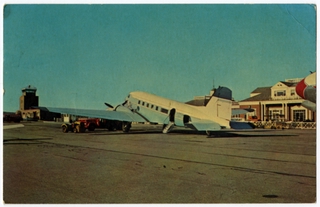 Image: postcard: Worcester Municipal Airport, Douglas DC-3