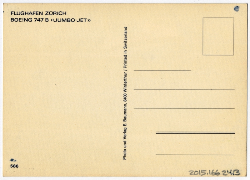 Image: postcard: Zurich Airport, Swissair, Boeing 747