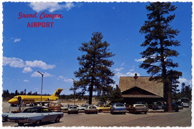 Postcard: Grand Canyon Airport, Douglas DC-9, Hughes Airwest