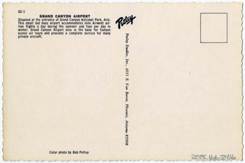 Image: postcard: Grand Canyon Airport, Douglas DC-9, Hughes Airwest