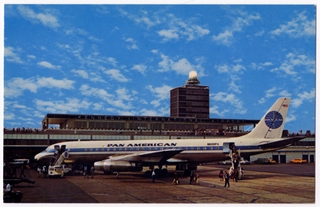 Image: postcard: John F. Kennedy Airport, Pan American World Airways, Boeing 707