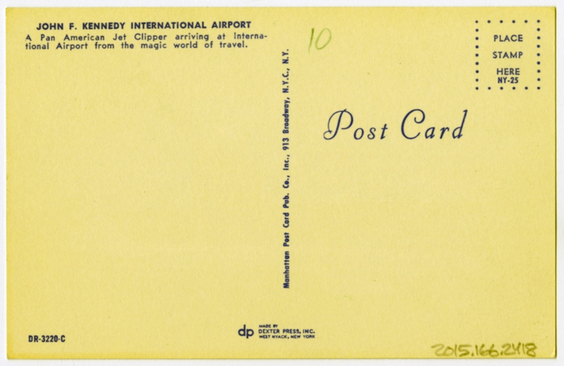 Image: postcard: John F. Kennedy Airport, Pan American World Airways, Boeing 707